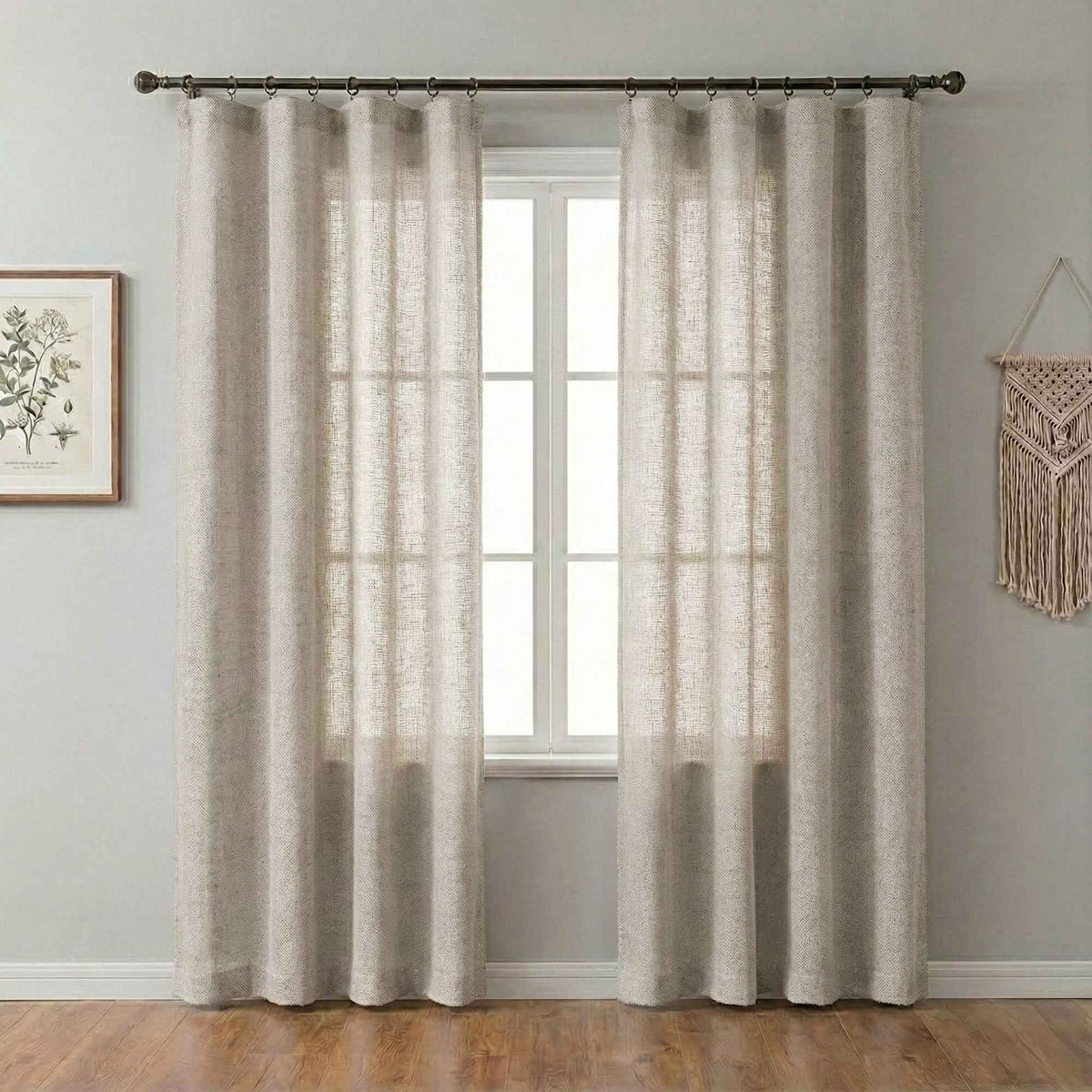 Lcasua Natural Linen Blend Curtains