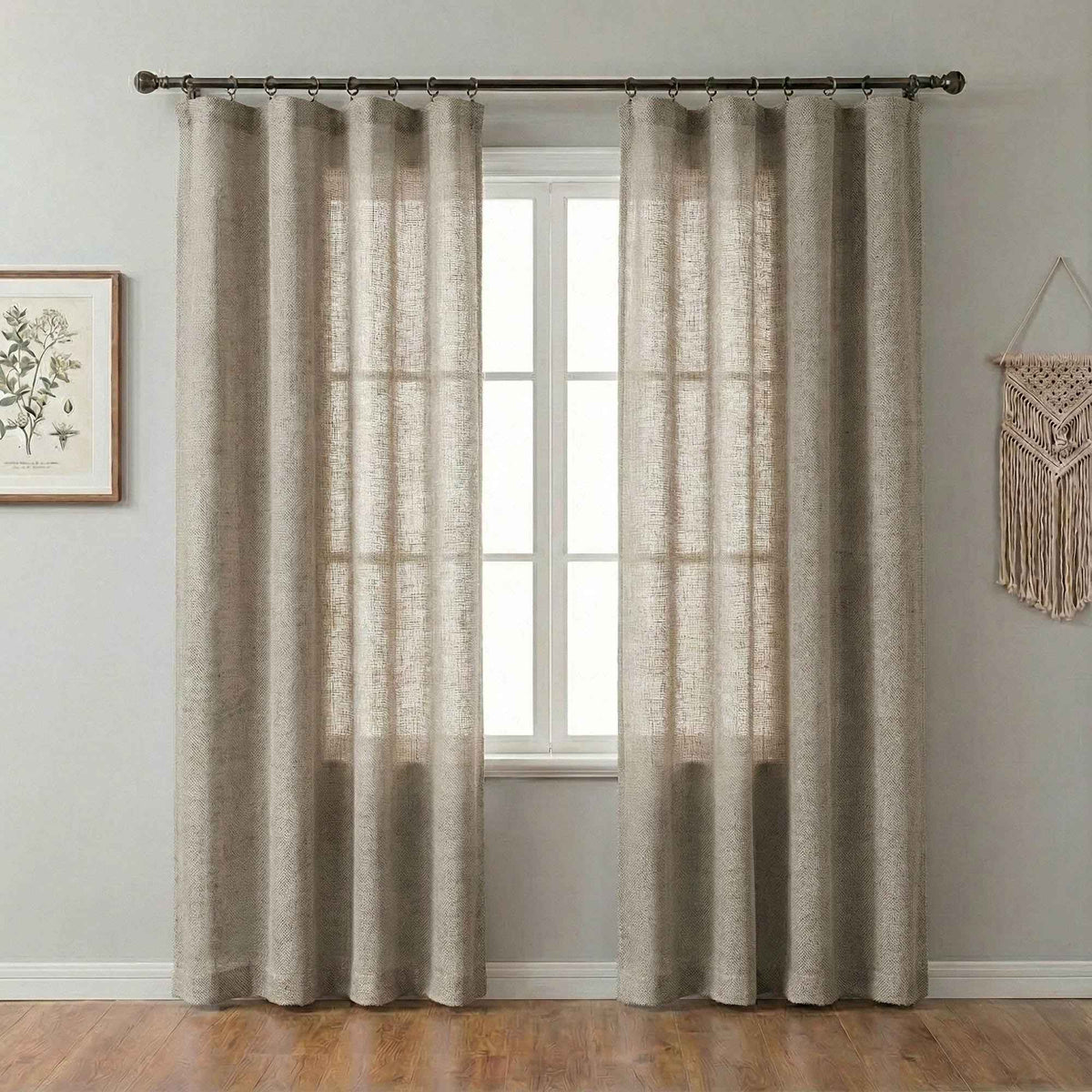 Lcasua Natural Linen Blend Curtains