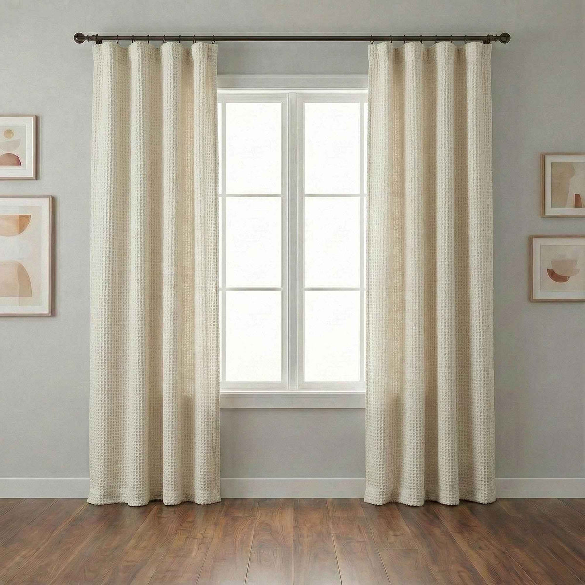 Wheat Heavyweight waffle textured linen blend curtains
