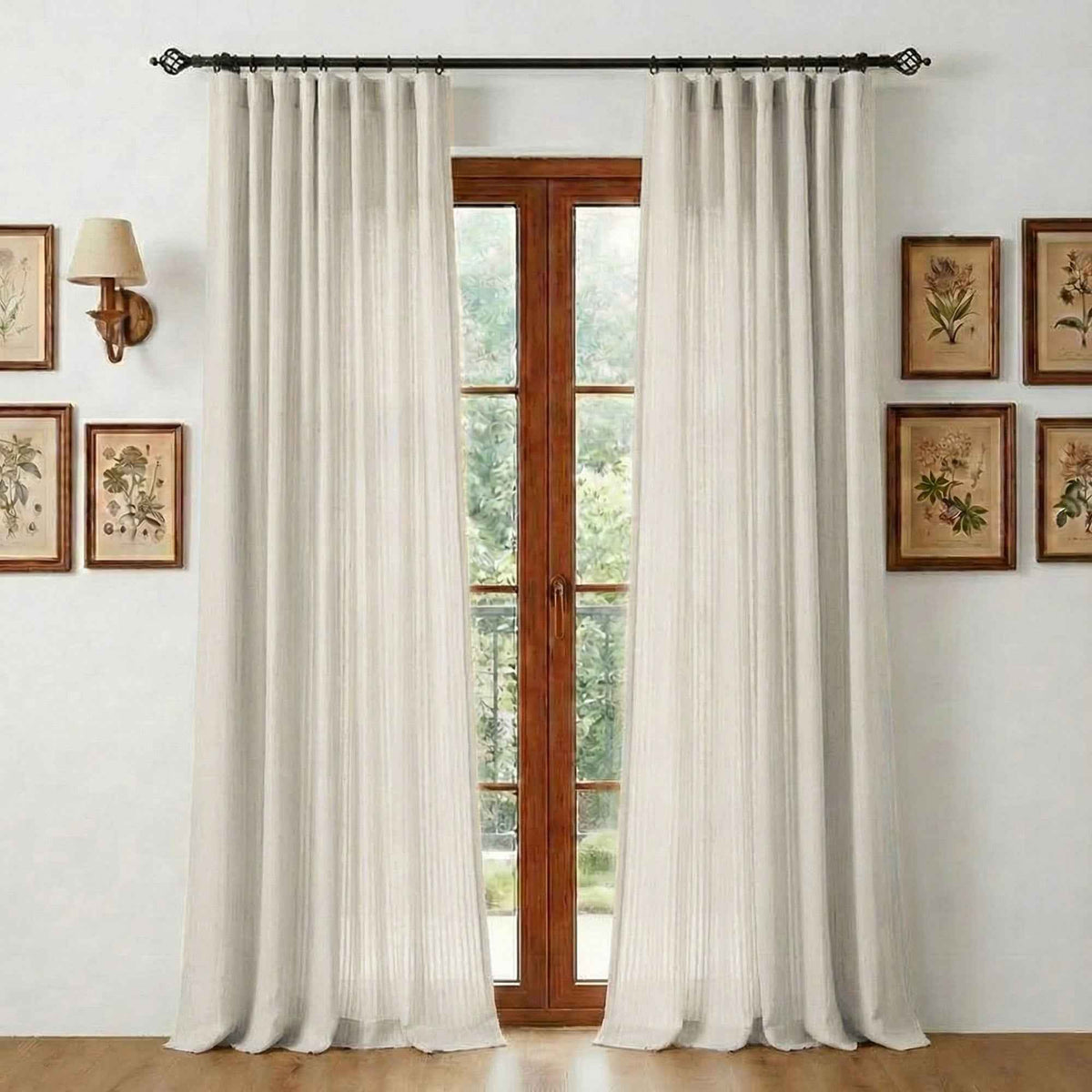 Chenilles Beige Striped Linen Curtains
