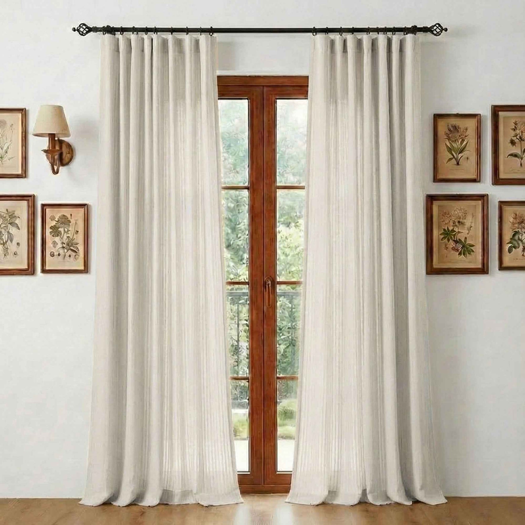 Chenilles Beige Striped Linen Curtains