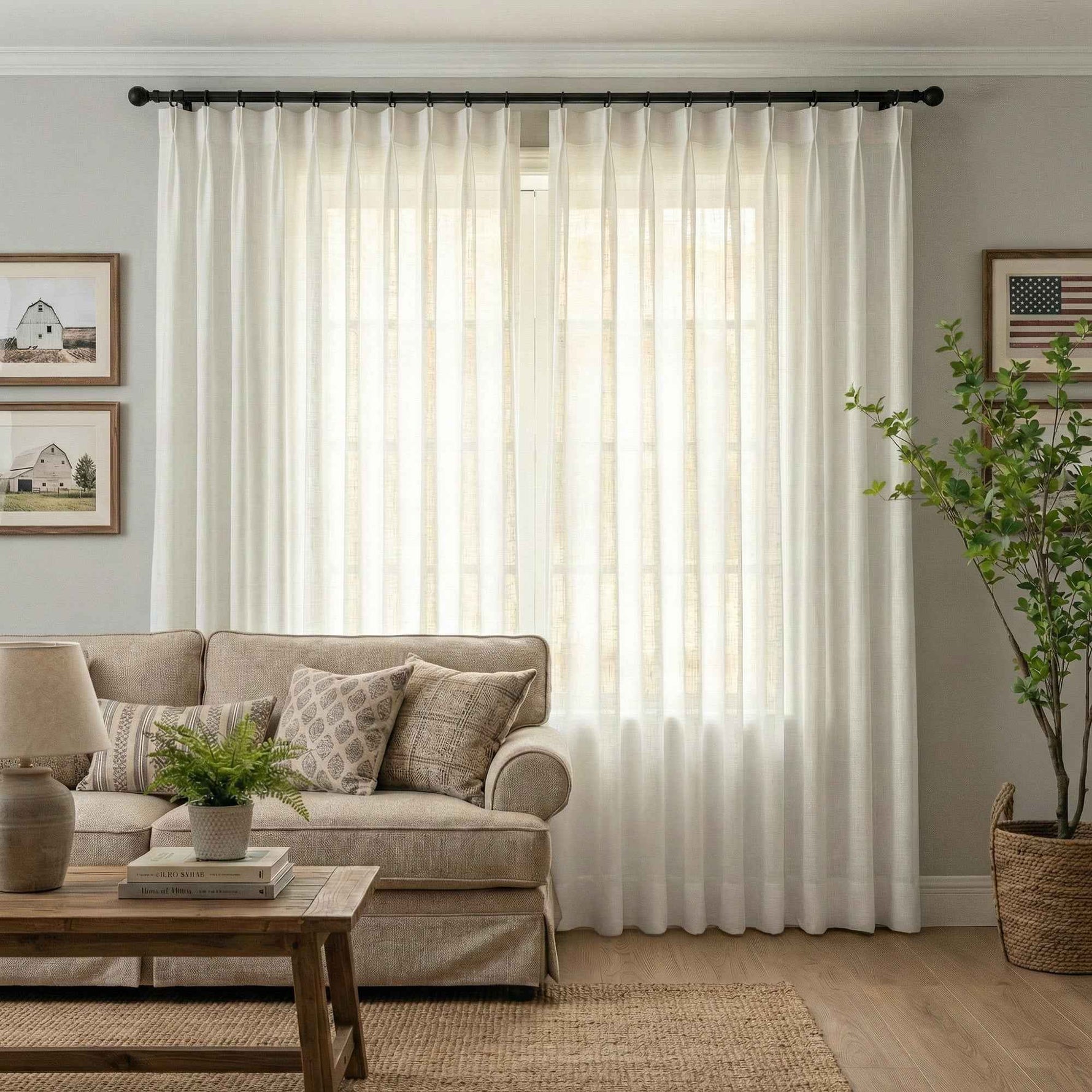 Btimeless Light-Filtering Cotton Linen Textured Curtains