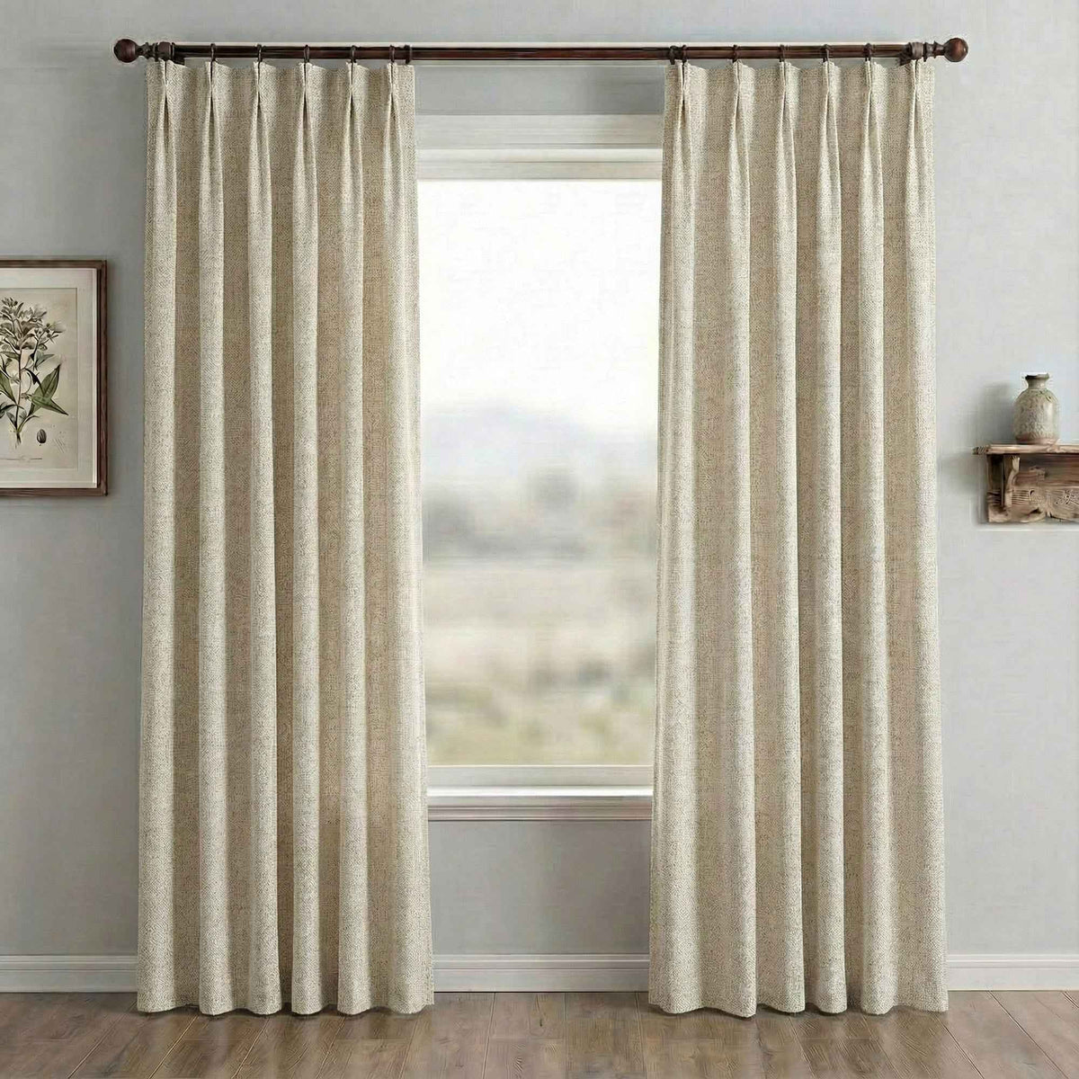 Waffle Natural Cotton Linen Blend Curtains