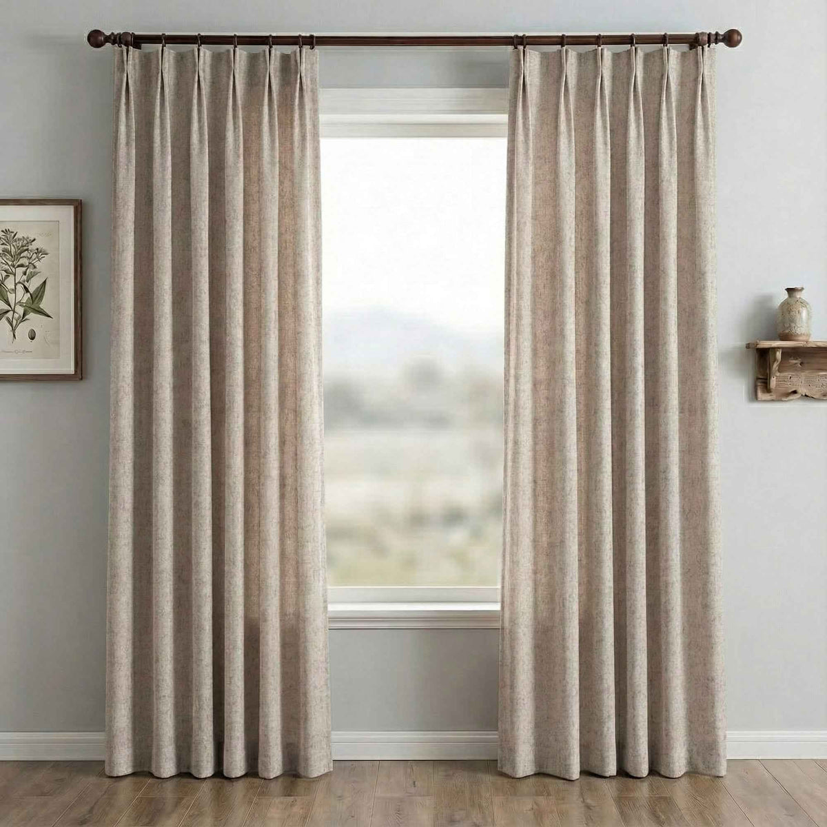 Waffle Natural Cotton Linen Blend Curtains
