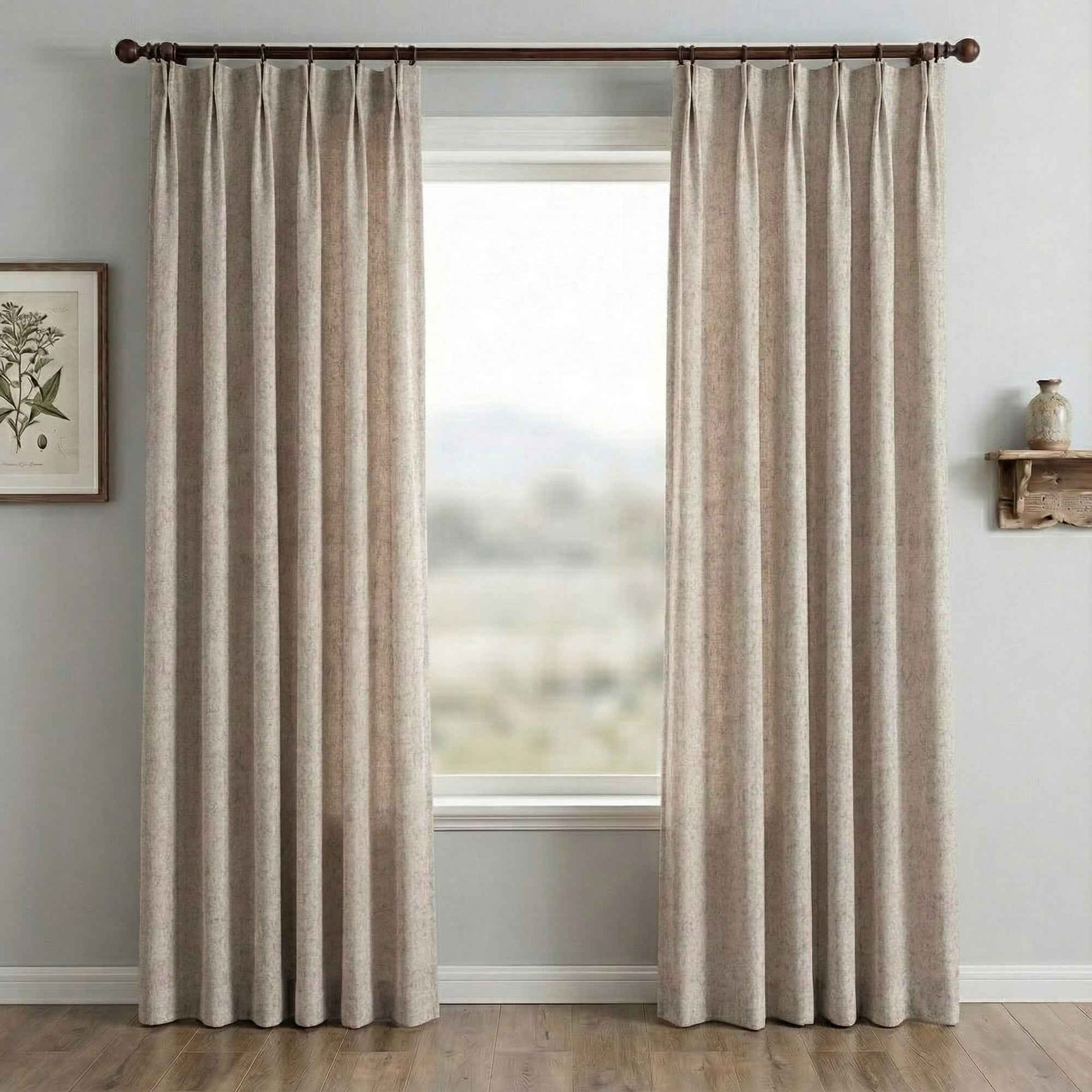 Waffle Natural Cotton Linen Blend Curtains