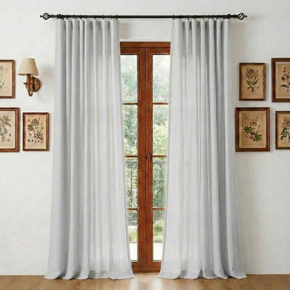 Chenilles Beige Striped Linen Curtains