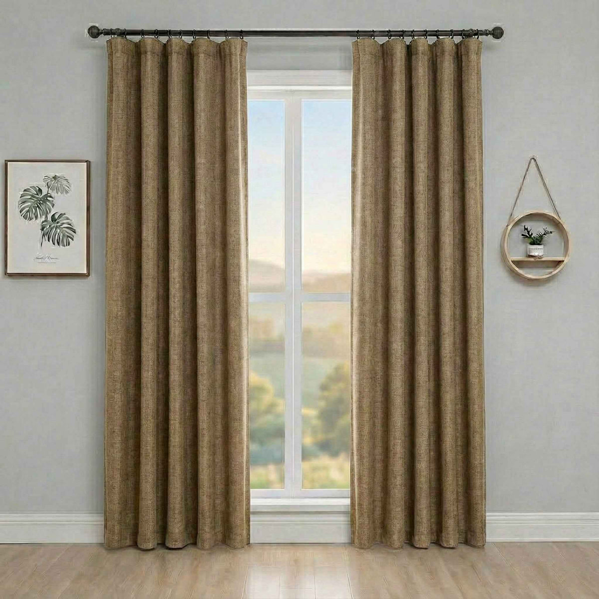 pincheck 100% Blackout Cream Style Curtains