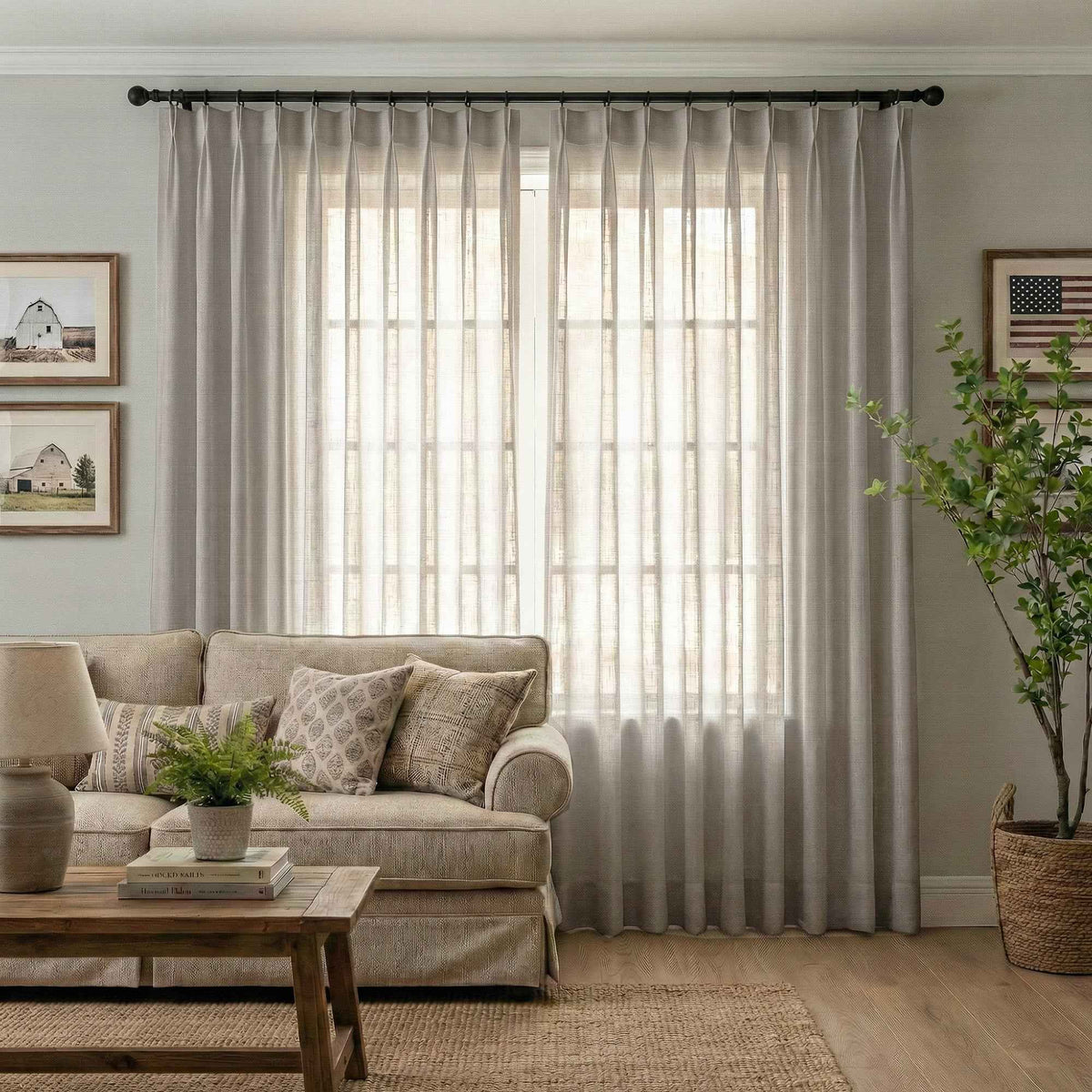 Btimeless Light-Filtering Cotton Linen Textured Curtains