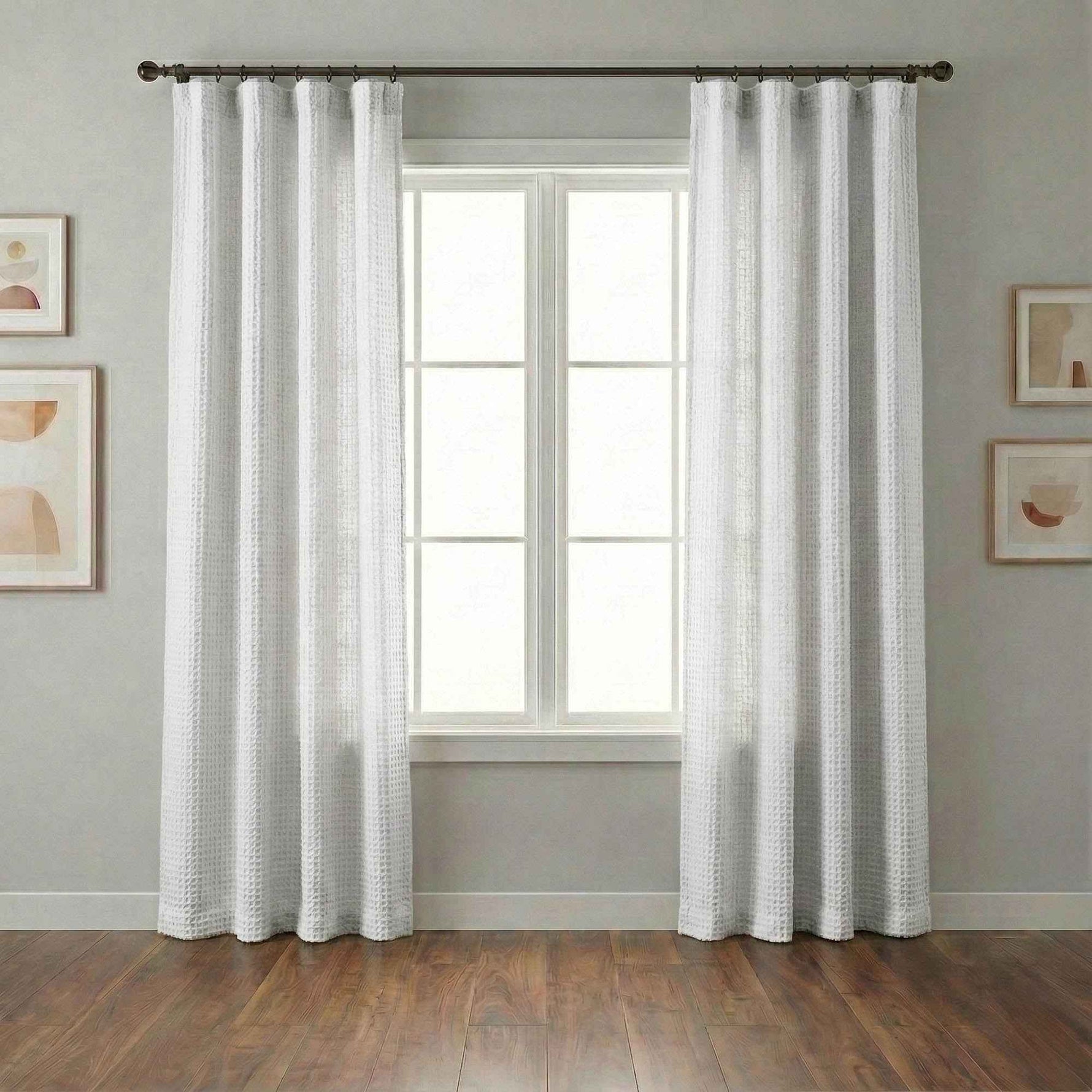 Wheat Heavyweight waffle textured linen blend curtains