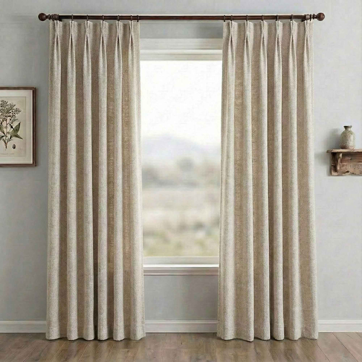 Waffle Natural Cotton Linen Blend Curtains