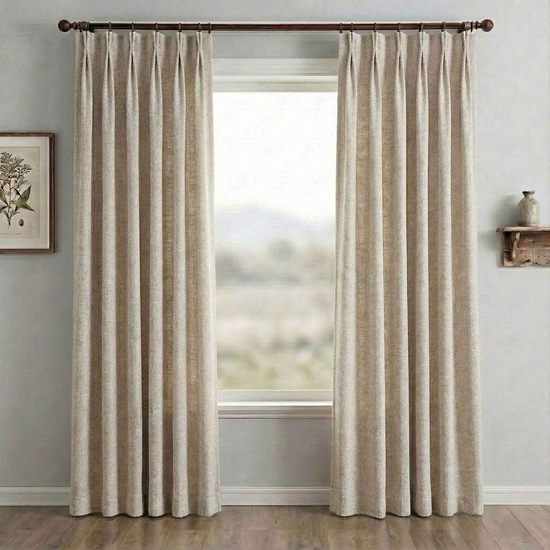 Waffle Natural Cotton Linen Blend Curtains