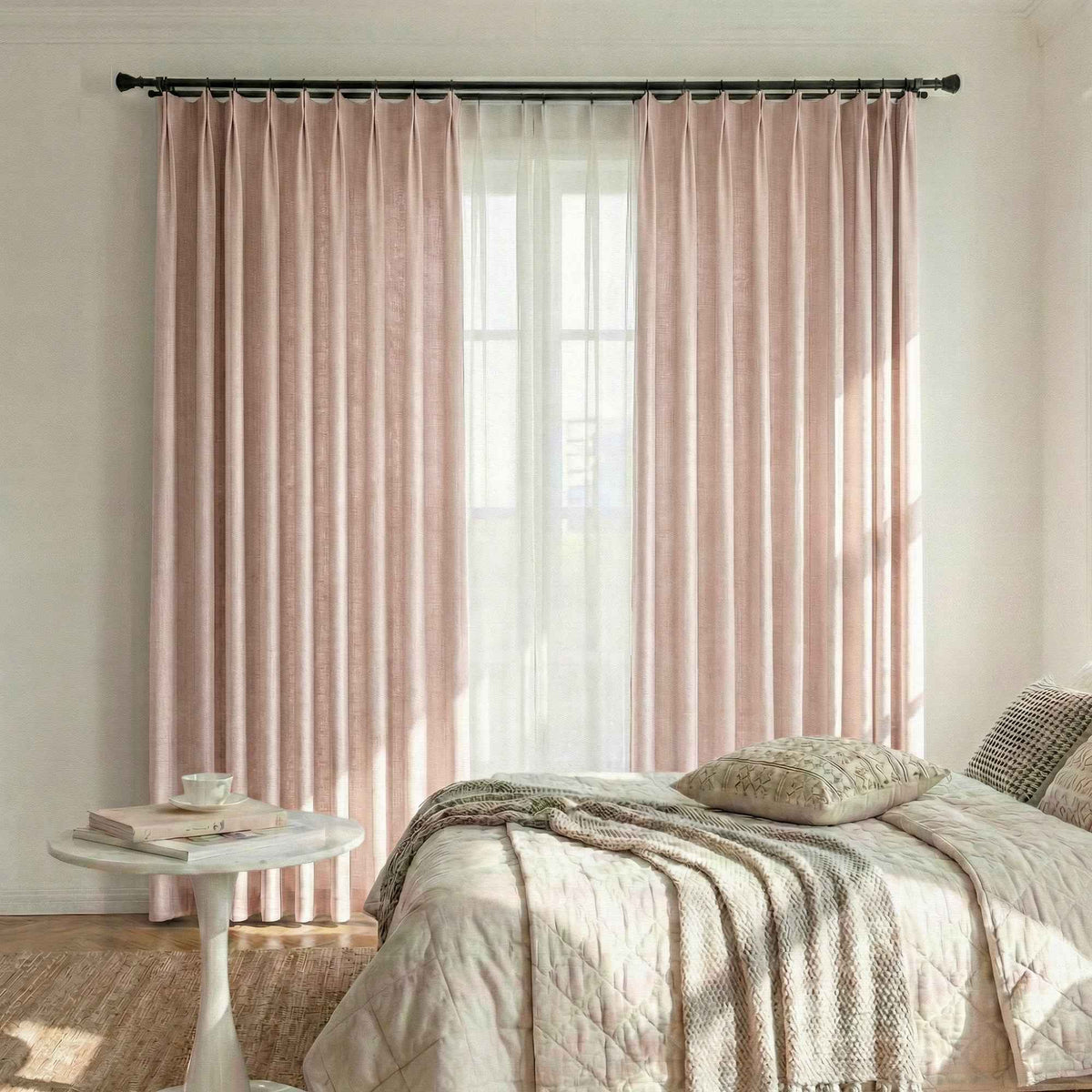 Colorful Semi-Sheer Linen Textured Curtains