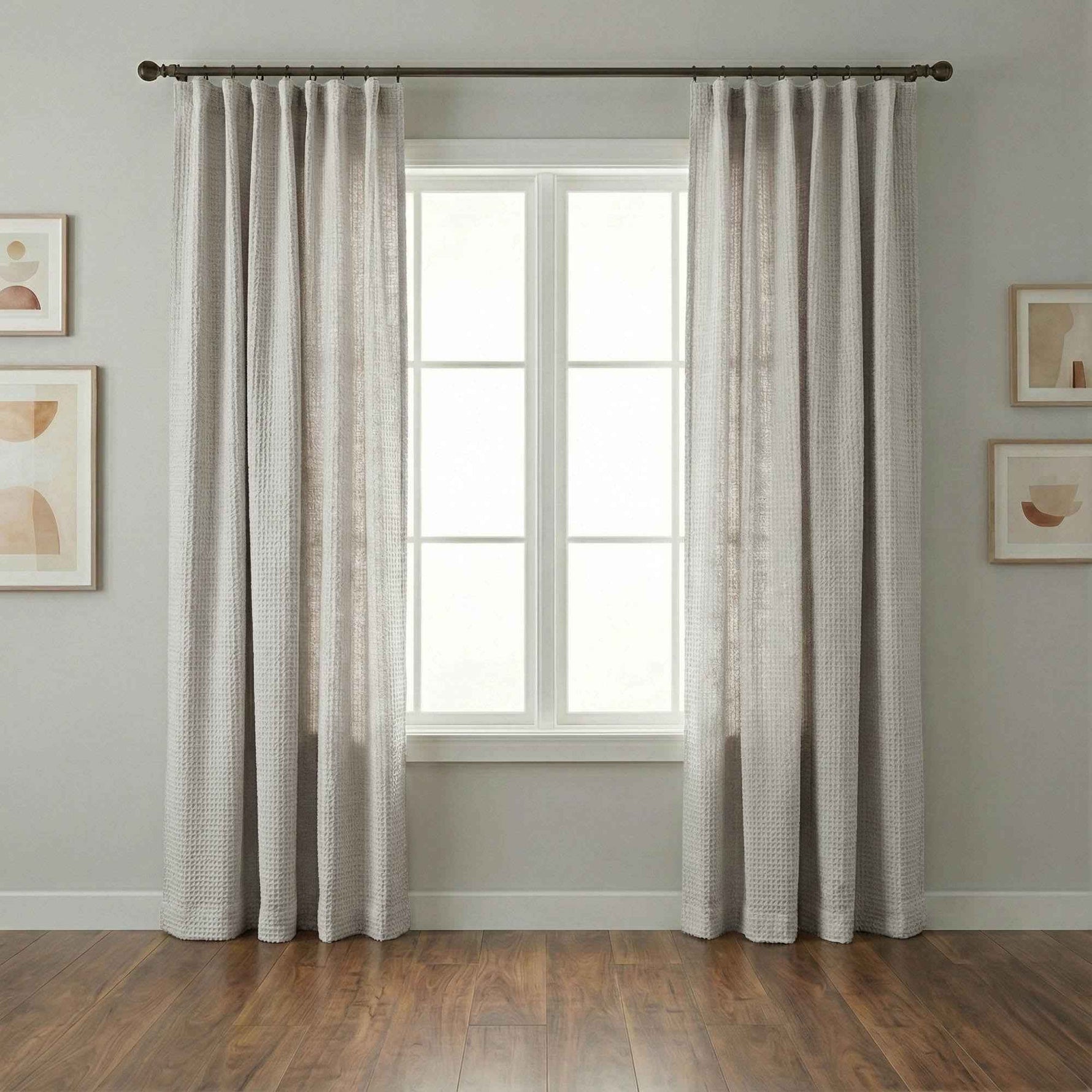 Wheat Heavyweight waffle textured linen blend curtains