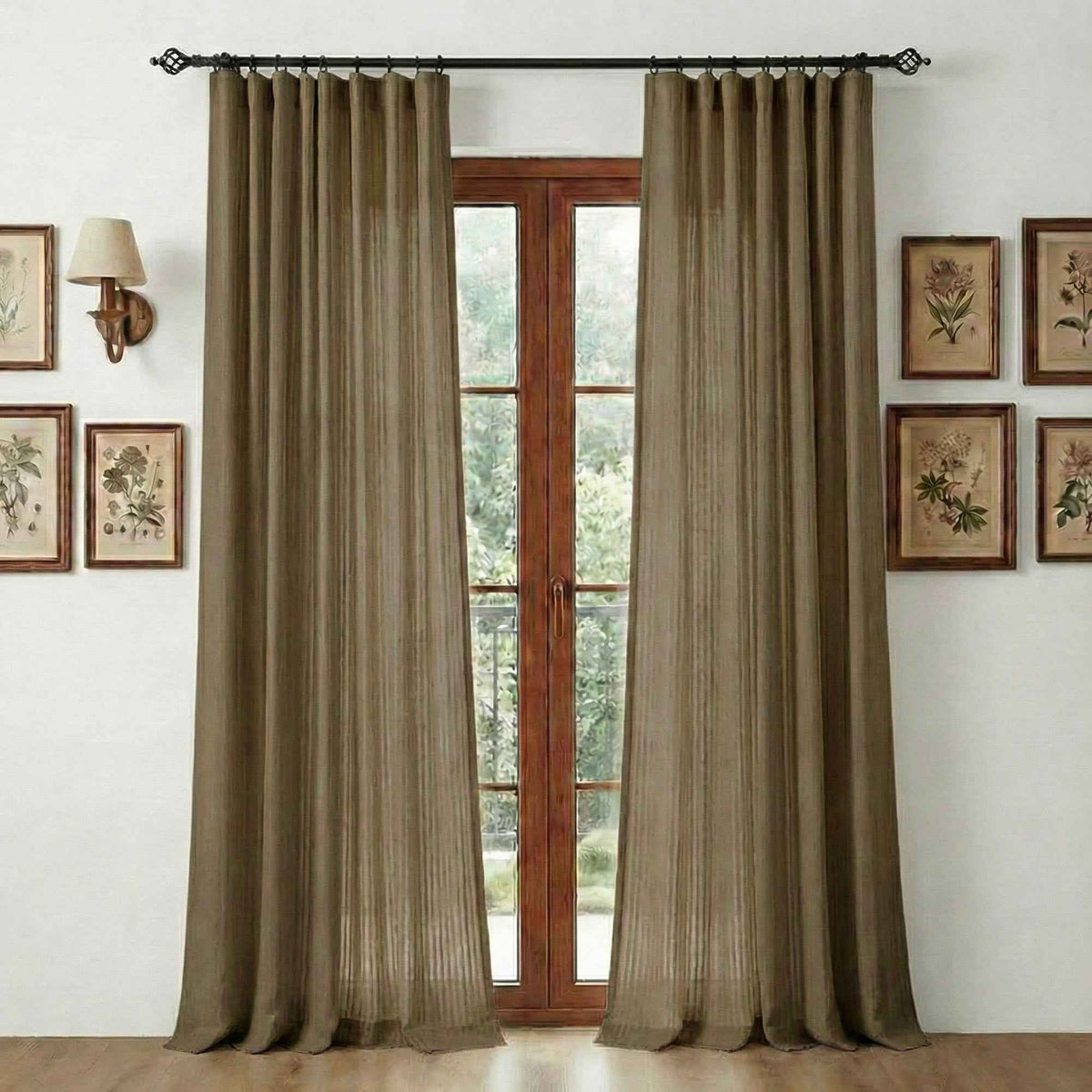 Chenilles Beige Striped Linen Curtains