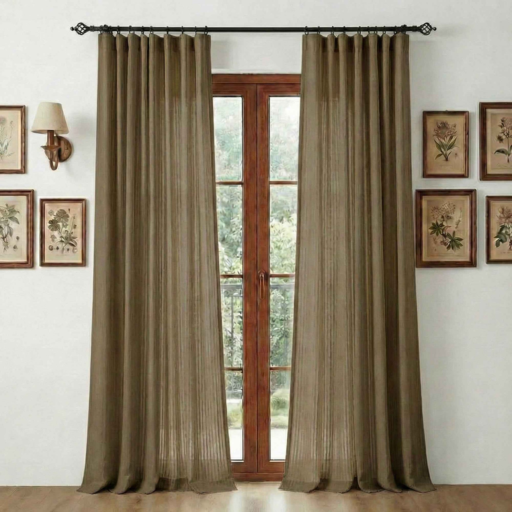 Chenilles Beige Striped Linen Curtains