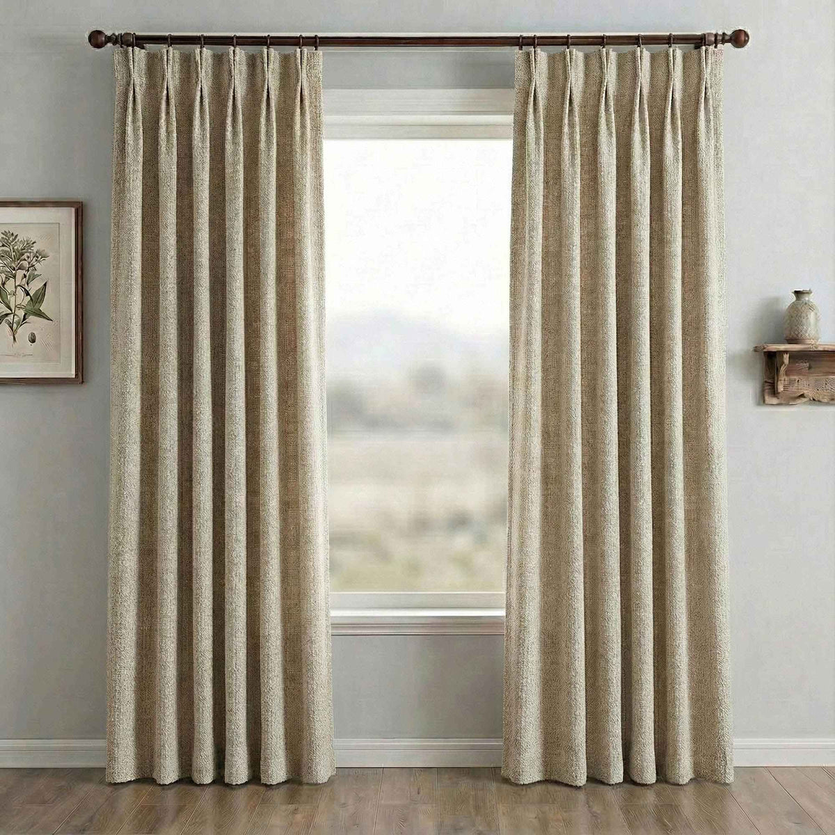 Waffle Natural Cotton Linen Blend Curtains