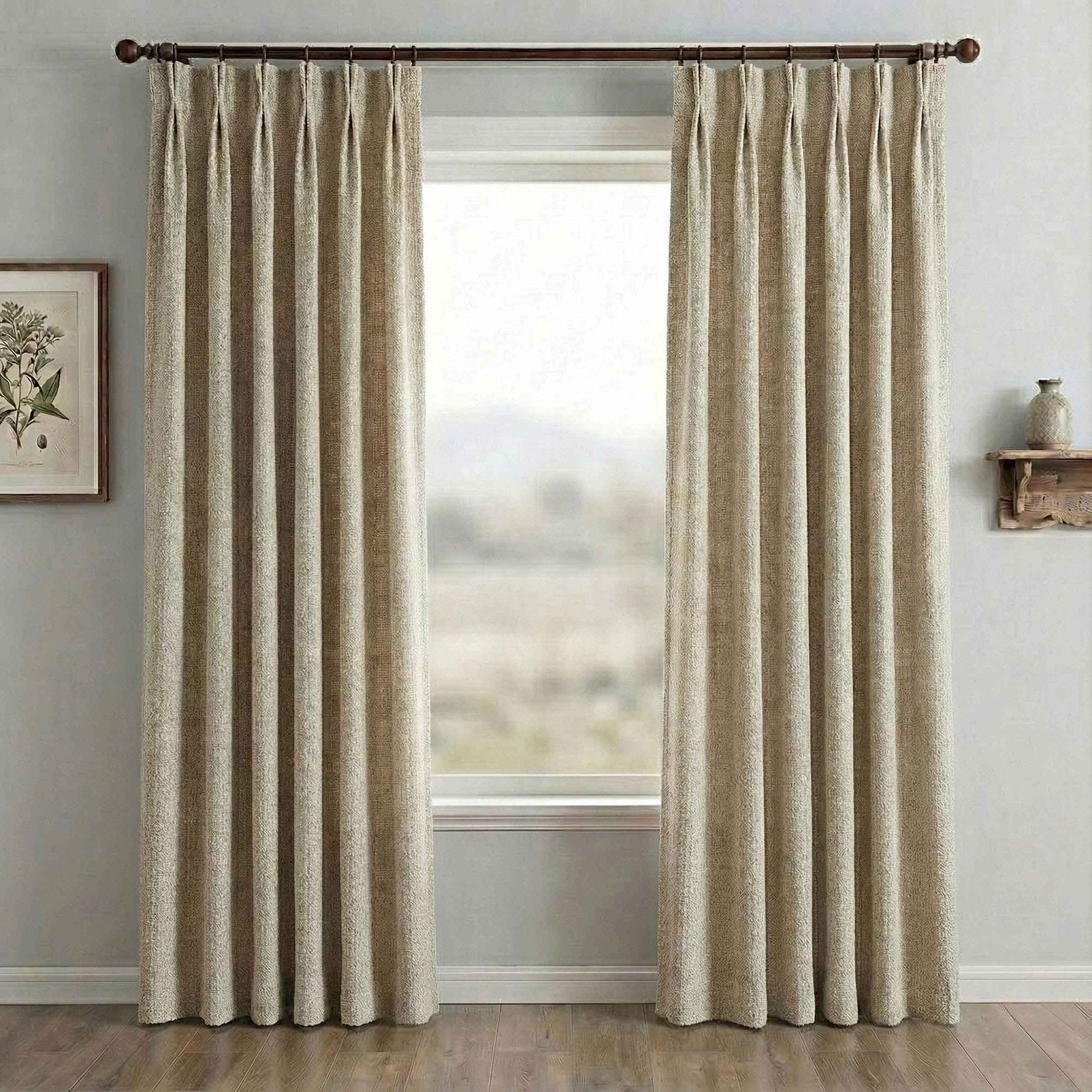 Waffle Natural Cotton Linen Blend Curtains