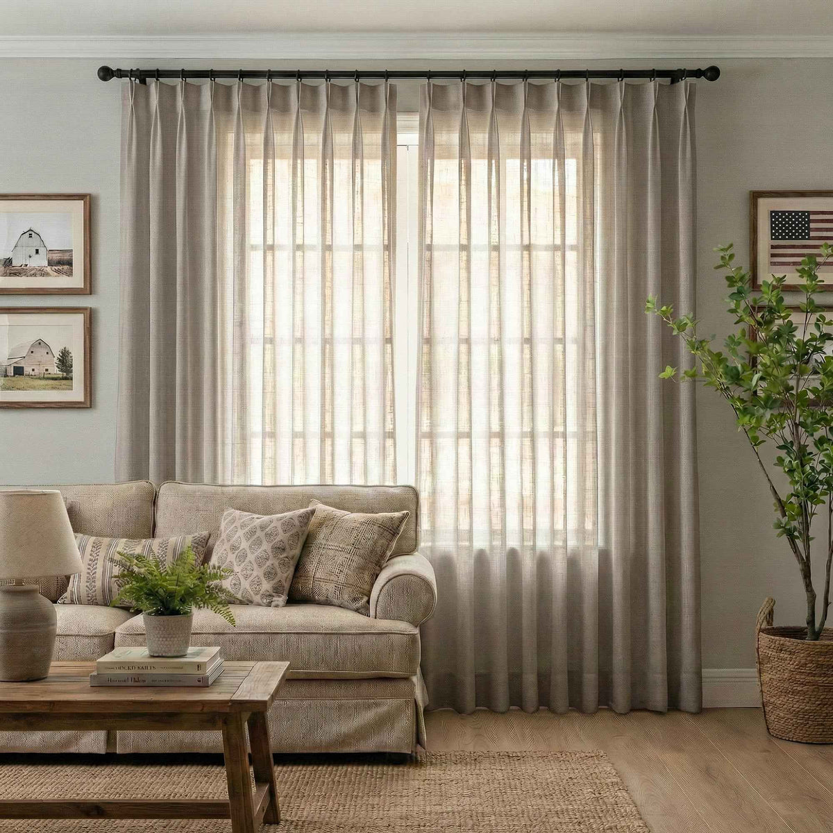 Btimeless Light-Filtering Cotton Linen Textured Curtains