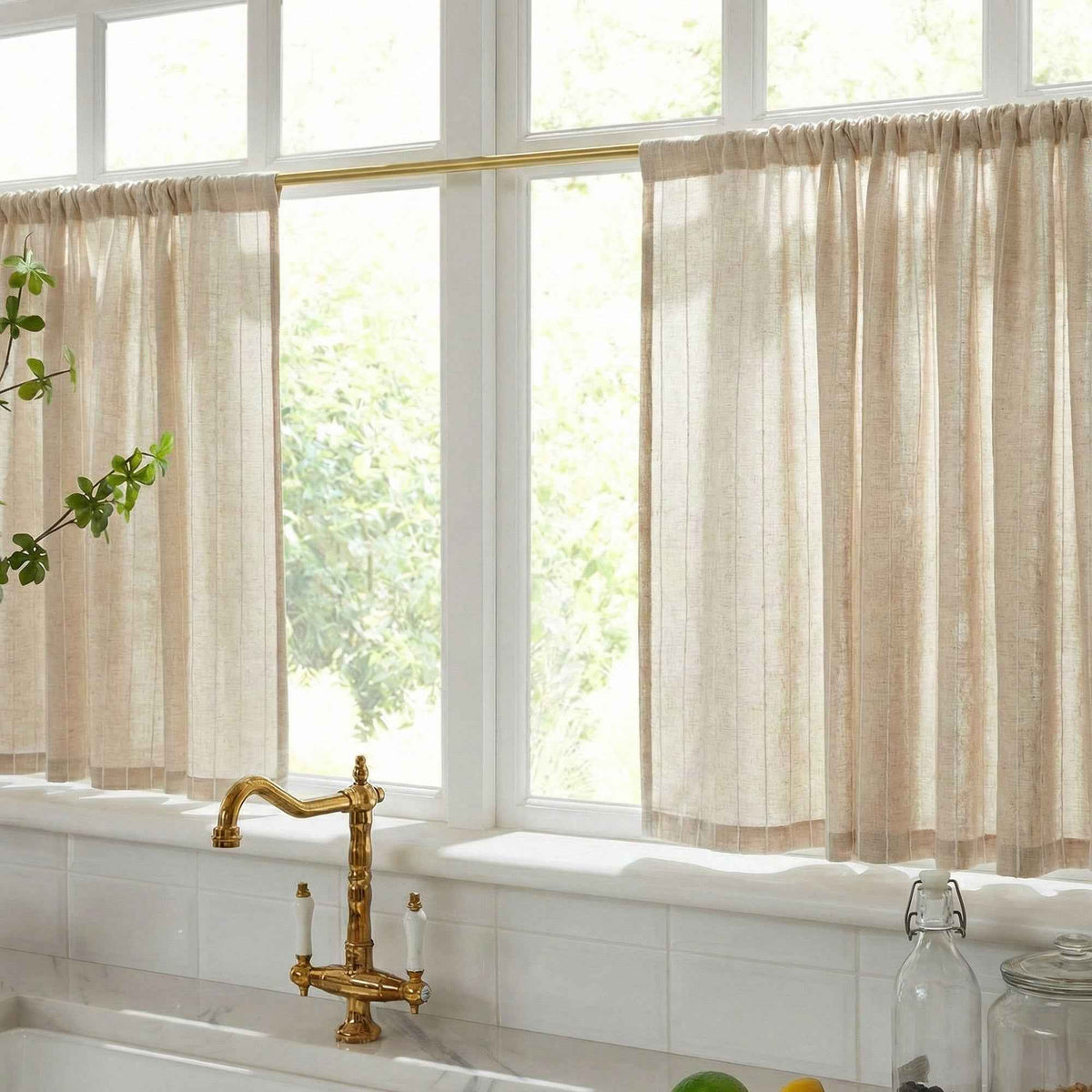 C-Rope Sheer vertical-textured cafe curtains
