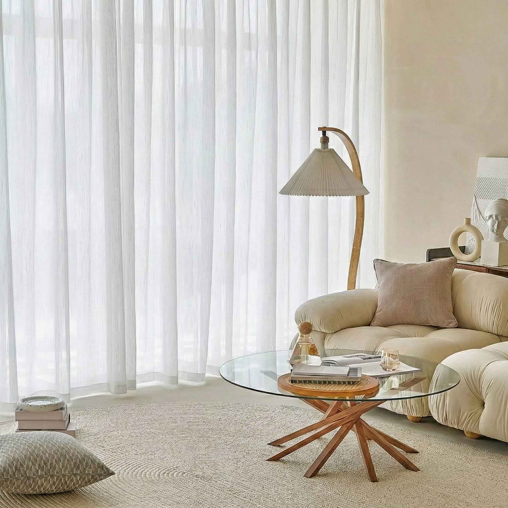 Hopsack Pure White Striped Cotton Sheer Curtains - Detail View 5 | JOYDRAPE Bespoke Luxury