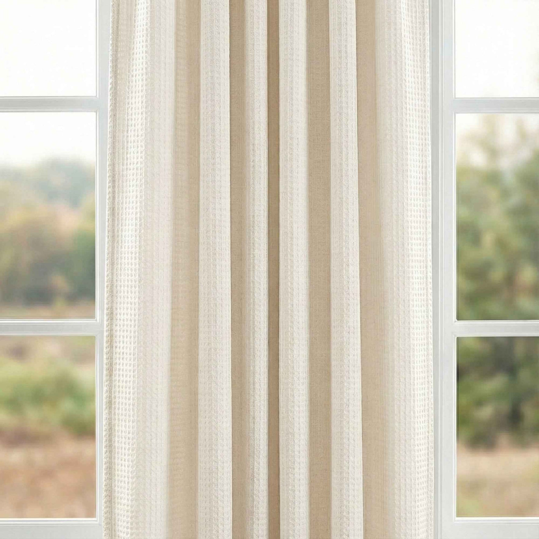 Wheat Heavyweight waffle textured linen blend curtains