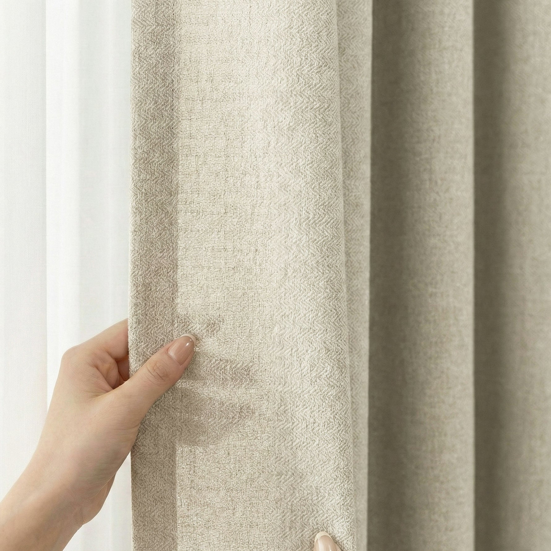 Length Linen Blend Semi-Blackout Curtains - Detail View 3 | JOYDRAPE Bespoke Luxury