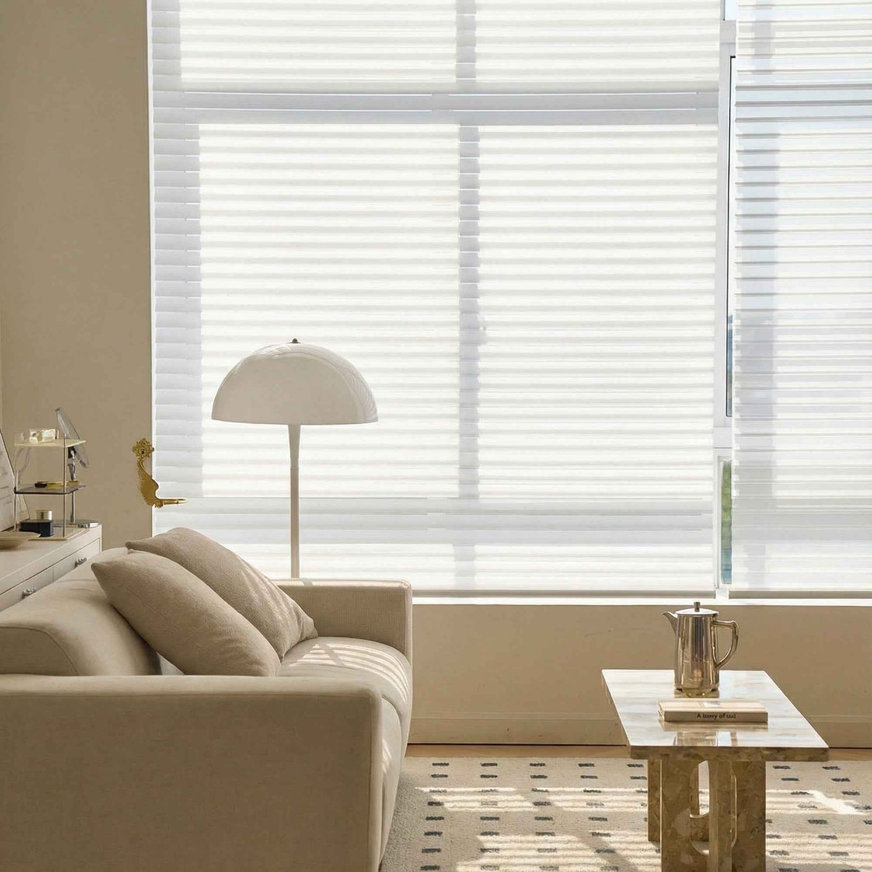 X-Hush Pure White Corded Shangri-La Blinds - Detail View 5 | JOYDRAPE Bespoke Luxury