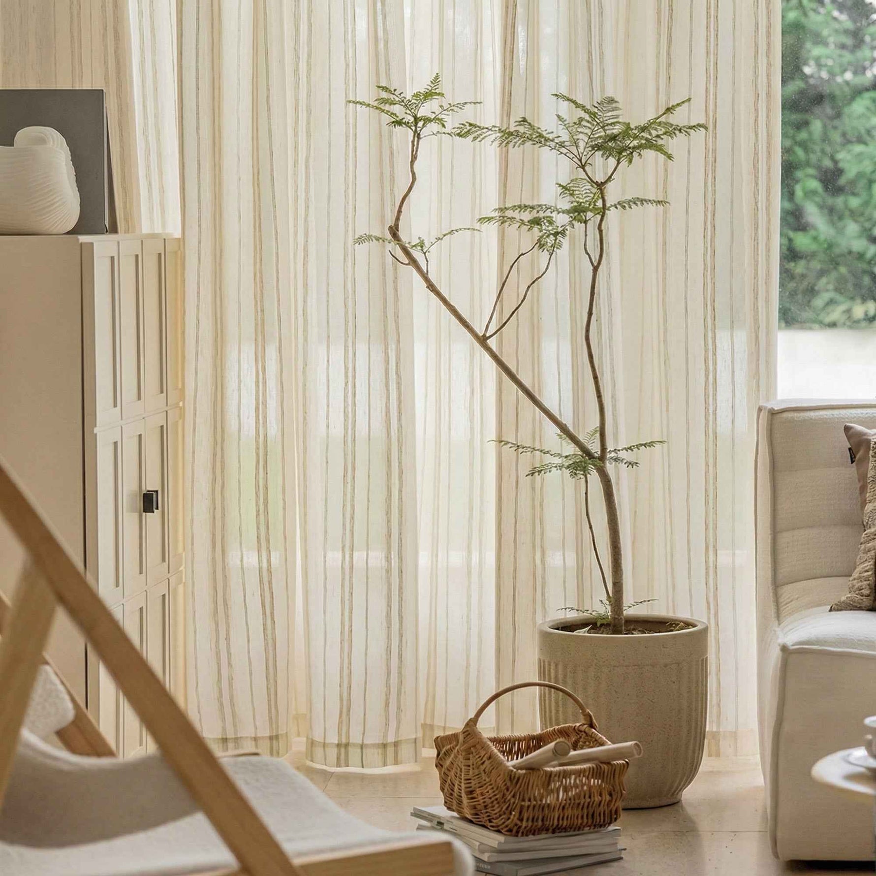 Linetrie Sheer Linen Vertical Stripe Curtains