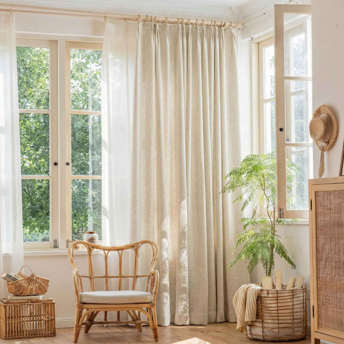 Lcasua Natural Linen Blend Curtains