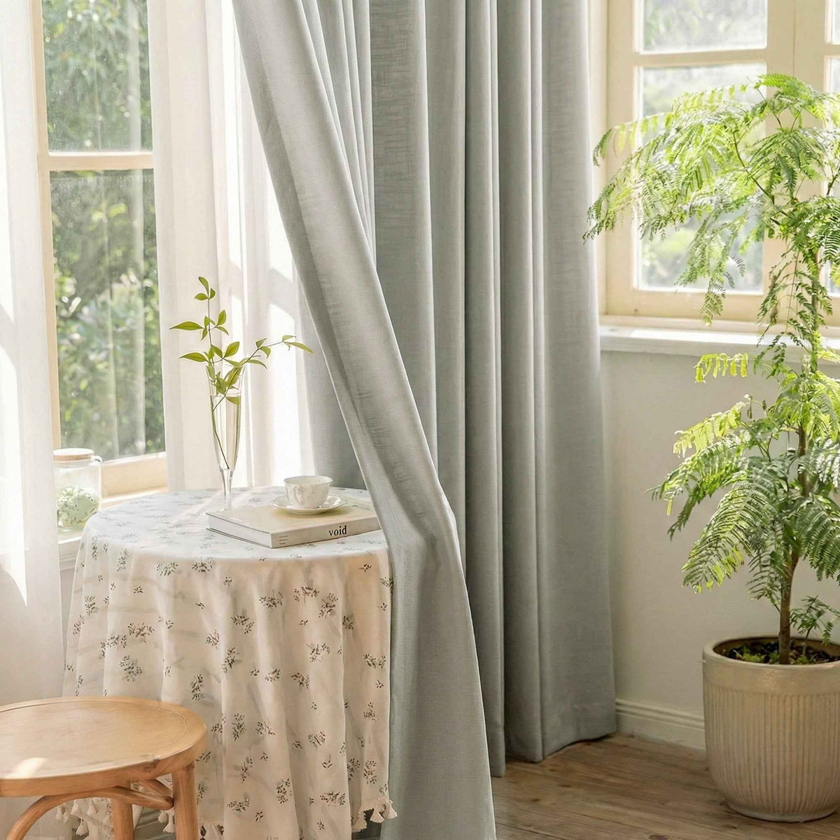 Colorful Semi-Sheer Linen Textured Curtains