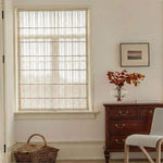 L-Linetrie Cordless Striped Sheer Linen Roman Shades - Detail View 4 | JOYDRAPE Bespoke Luxury