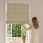 L-loose Cordless Striped Linen Blend Roman Shades - Detail View 3 | JOYDRAPE Bespoke Luxury