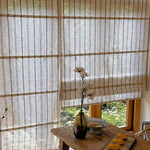 L-Bluestrip Cordless Striped Linen Blend Roman Shade - Detail View 4 | JOYDRAPE Bespoke Luxury