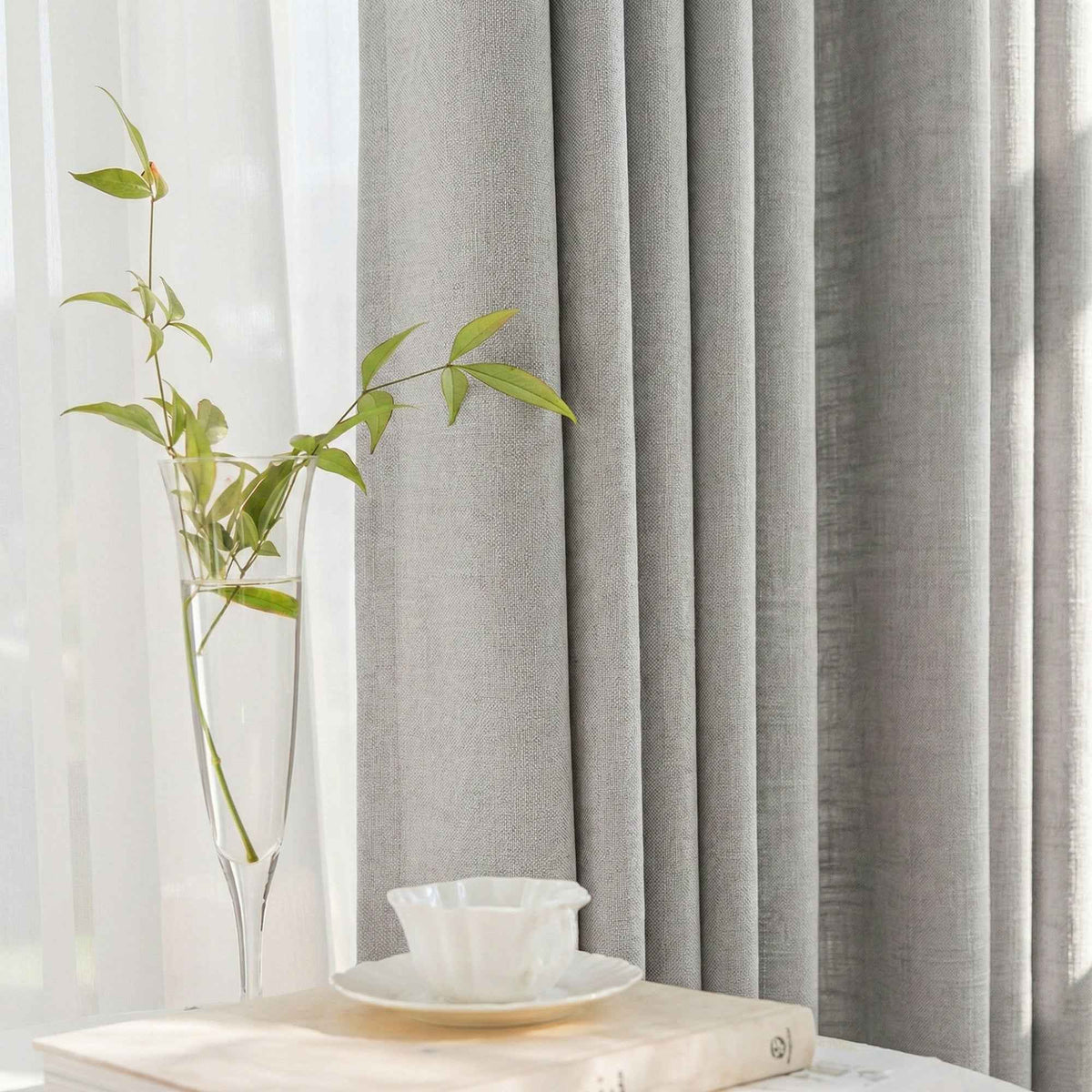 Colorful Semi-Sheer Linen Textured Curtains