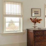 L-Linetrie Cordless Striped Sheer Linen Roman Shades - Detail View 5 | JOYDRAPE Bespoke Luxury
