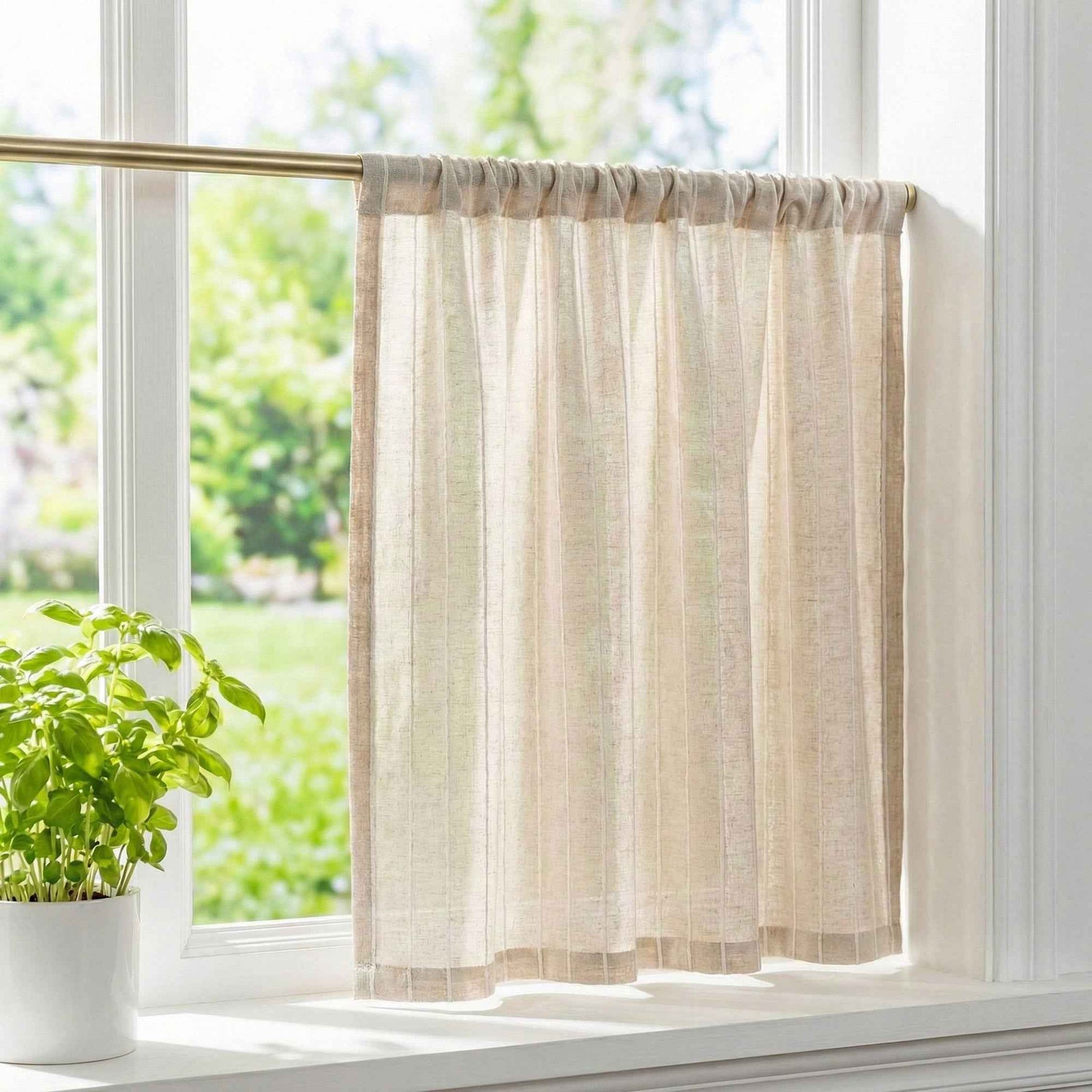 C-Rope Sheer vertical-textured cafe curtains