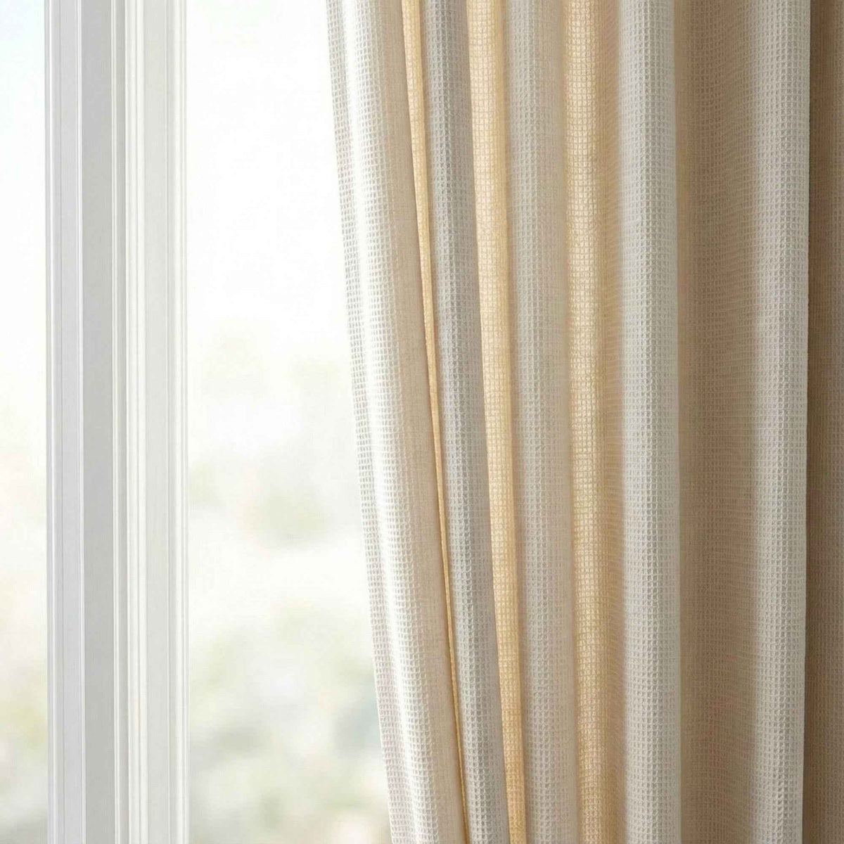 Wheat Heavyweight waffle textured linen blend curtains