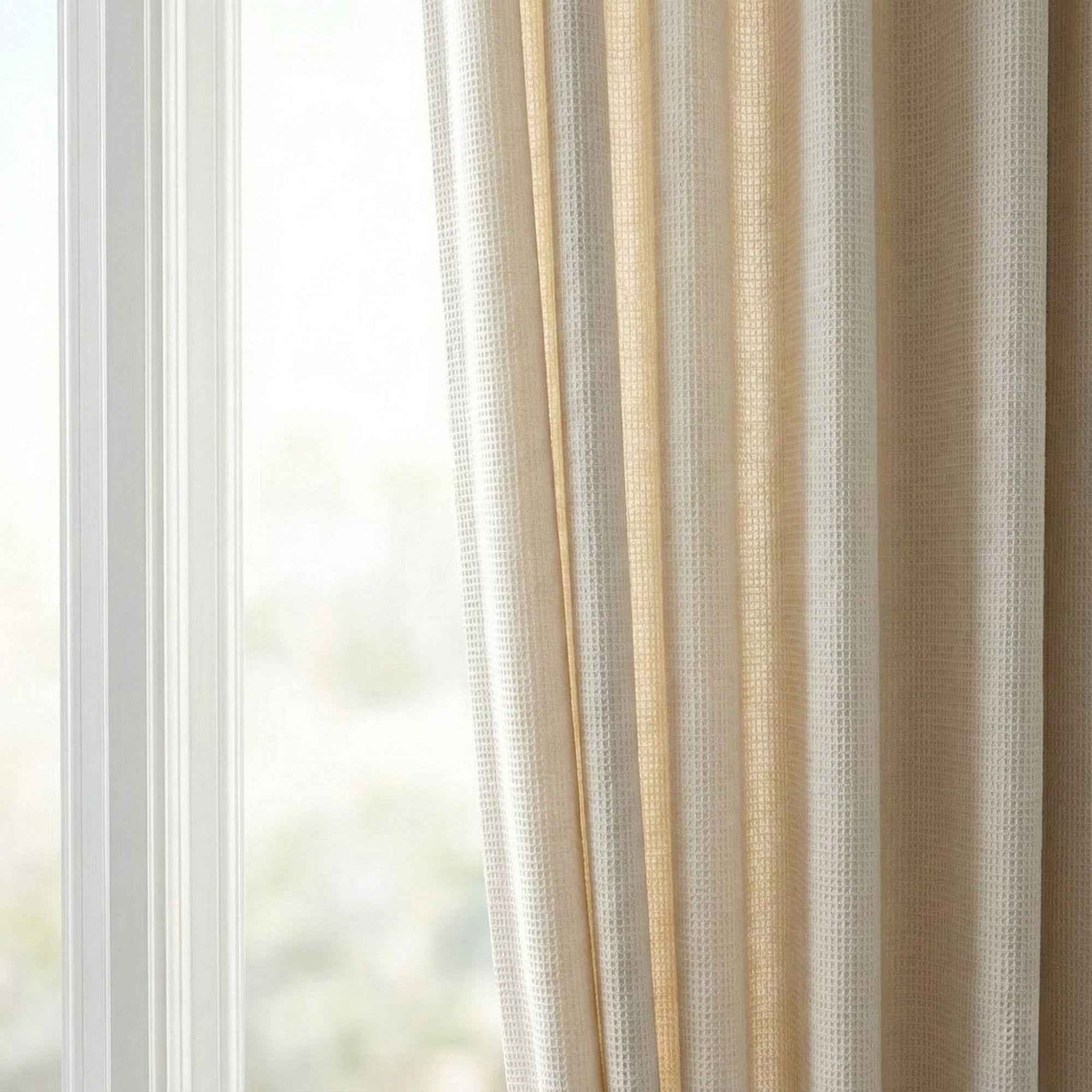 Wheat Heavyweight waffle textured linen blend curtains