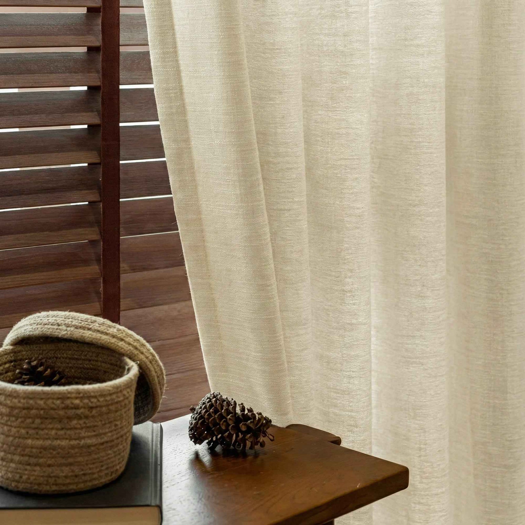 Crossl Semi-Blackout Linen-Textured Curtains - Detail View 4 | JOYDRAPE Bespoke Luxury