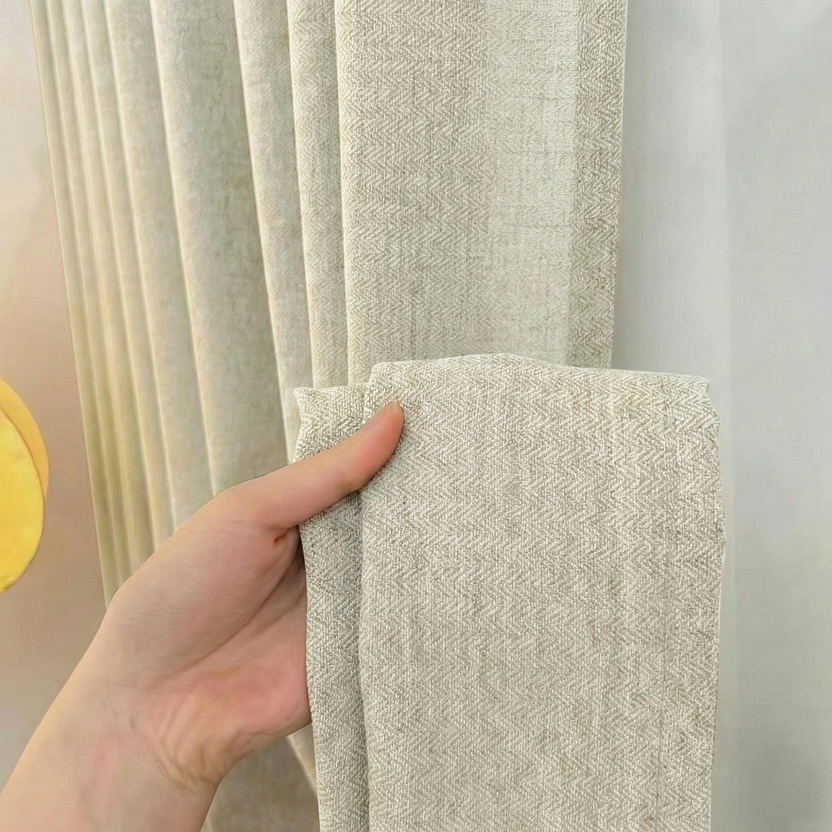 Length Linen Blend Semi-Blackout Curtains - Detail View 4 | JOYDRAPE Bespoke Luxury