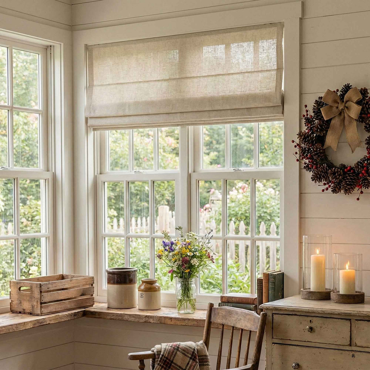 L-light Cordless Solid Linen Blend Roman Shades - Detail View 4 | JOYDRAPE Bespoke Luxury