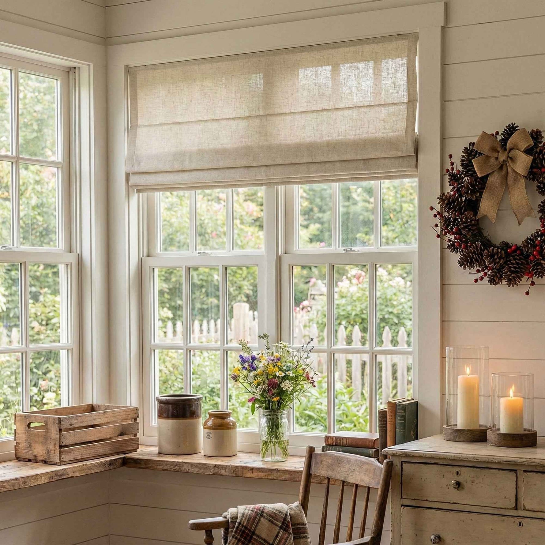 L-light Cordless Solid Linen Blend Roman Shades - Detail View 4 | JOYDRAPE Bespoke Luxury