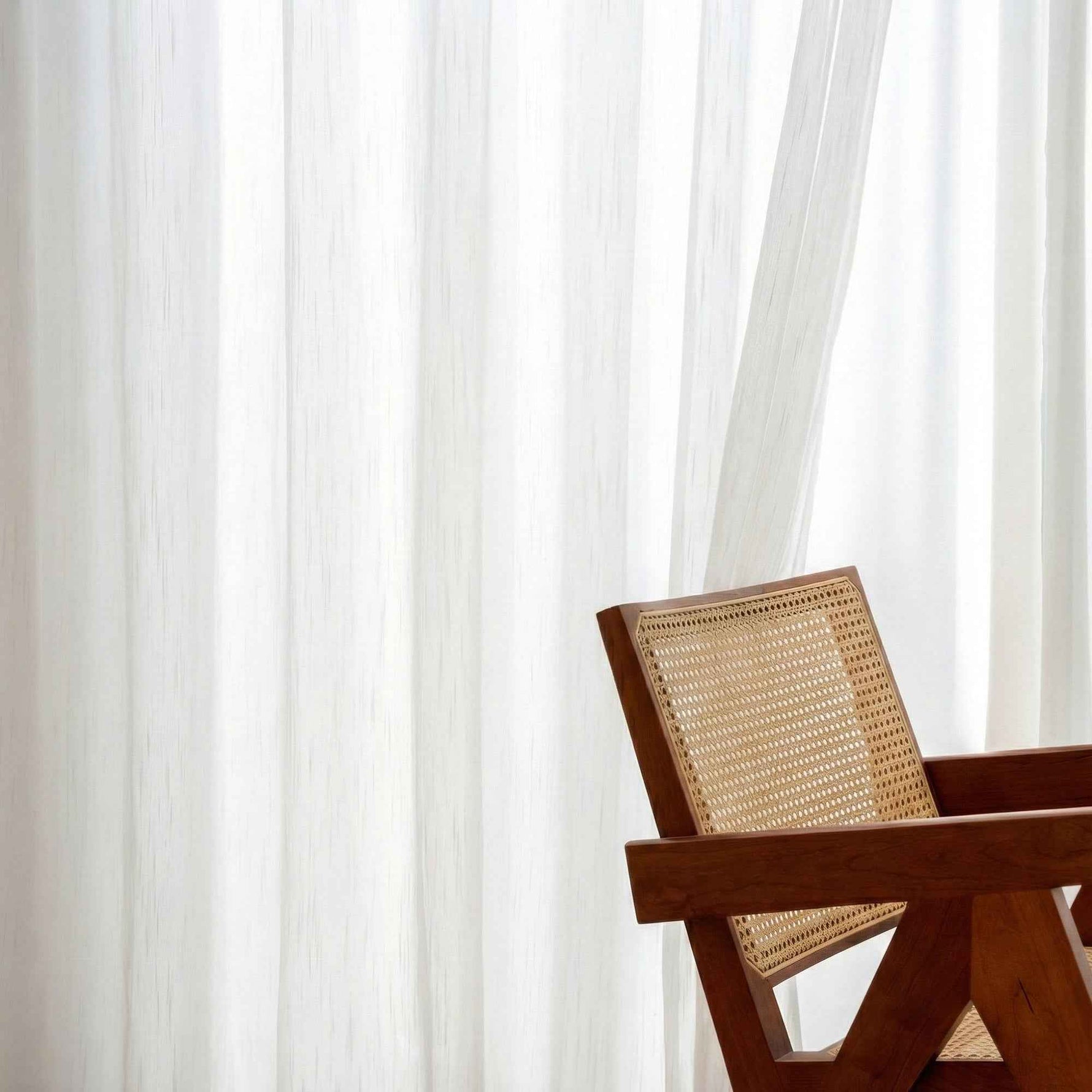 Hopsack Pure White Striped Cotton Sheer Curtains - Detail View 6 | JOYDRAPE Bespoke Luxury
