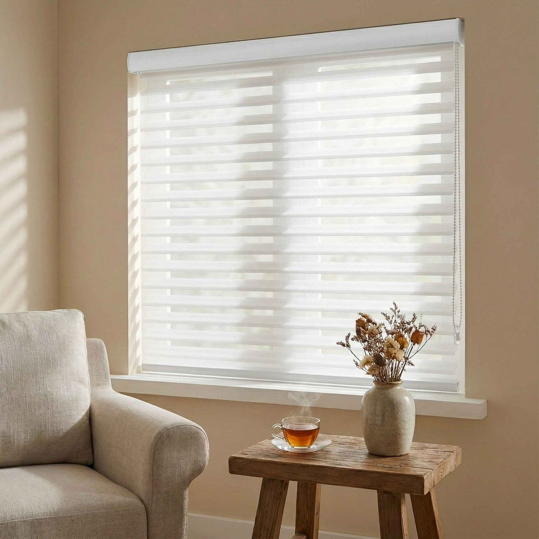 X-Hush Pure White Corded Shangri-La Blinds - Detail View 6 | JOYDRAPE Bespoke Luxury