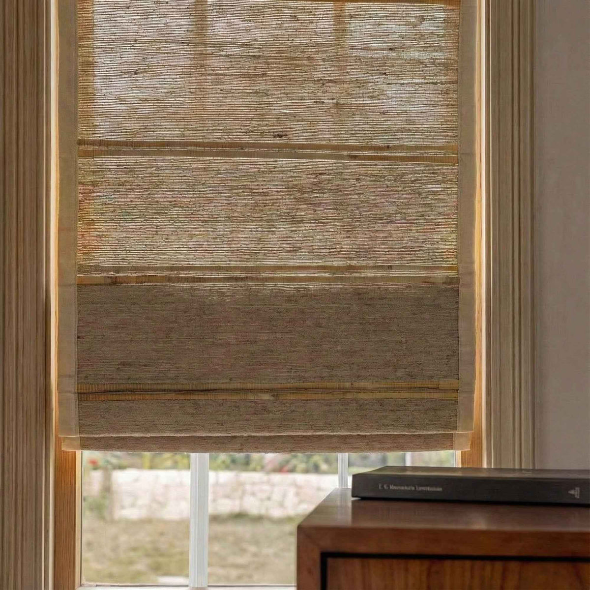 L-Lreed Cordless Fine Linen Roman Shades - Detail View 4 | JOYDRAPE Bespoke Luxury