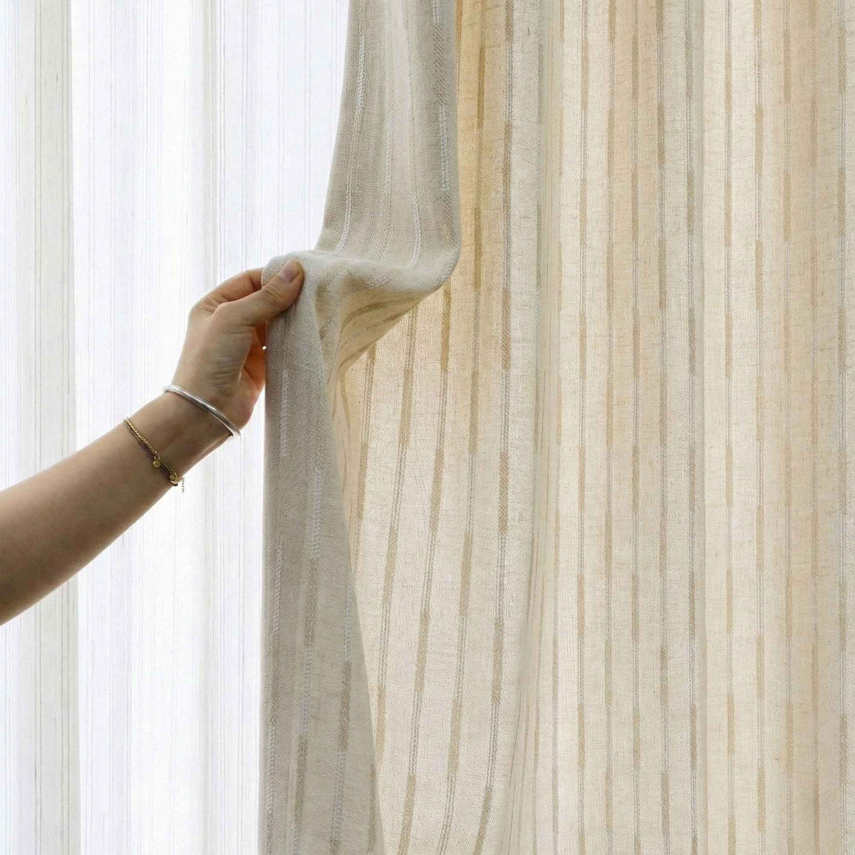 Streak Geometric Striped Linen Curtains