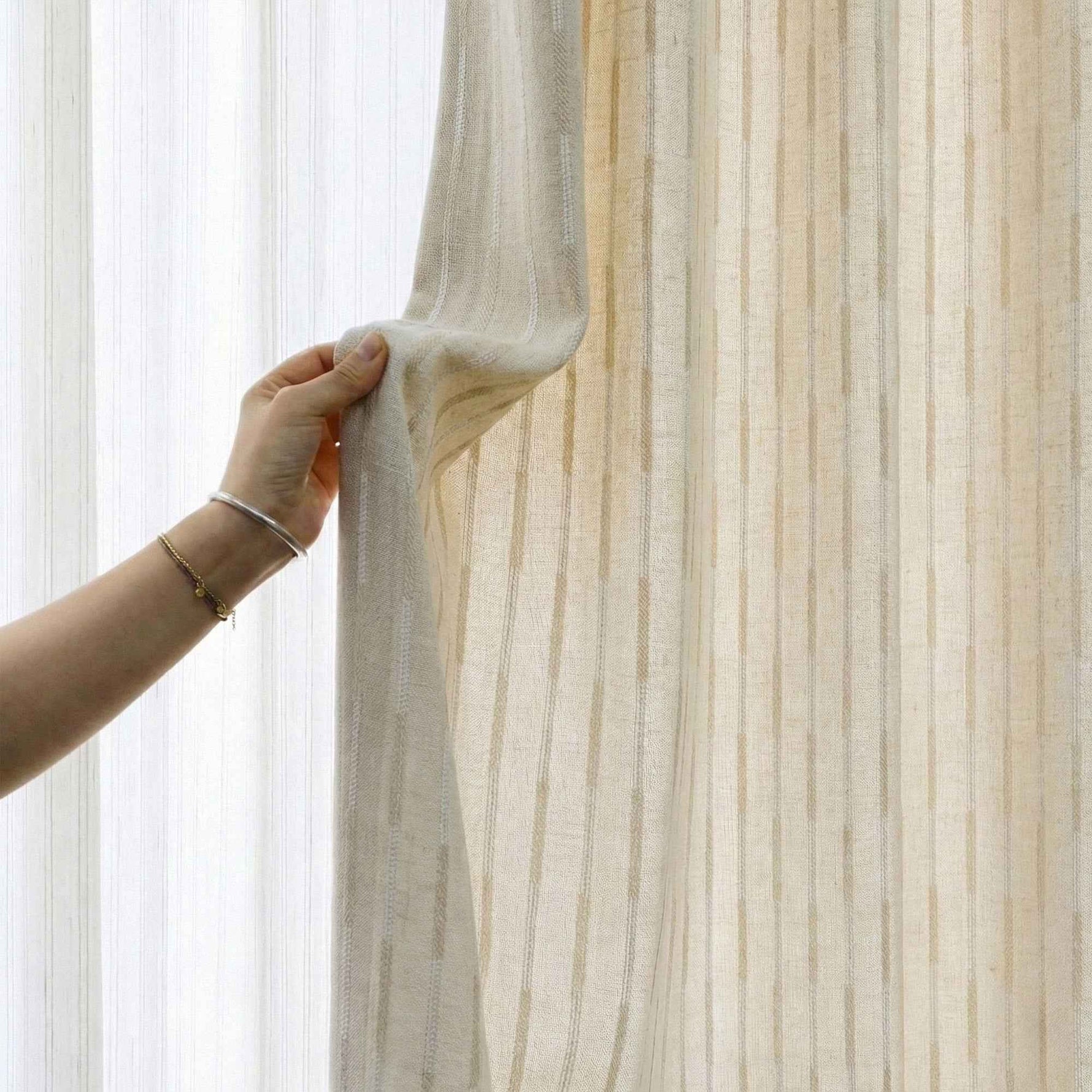 Streak Geometric Striped Linen Curtains