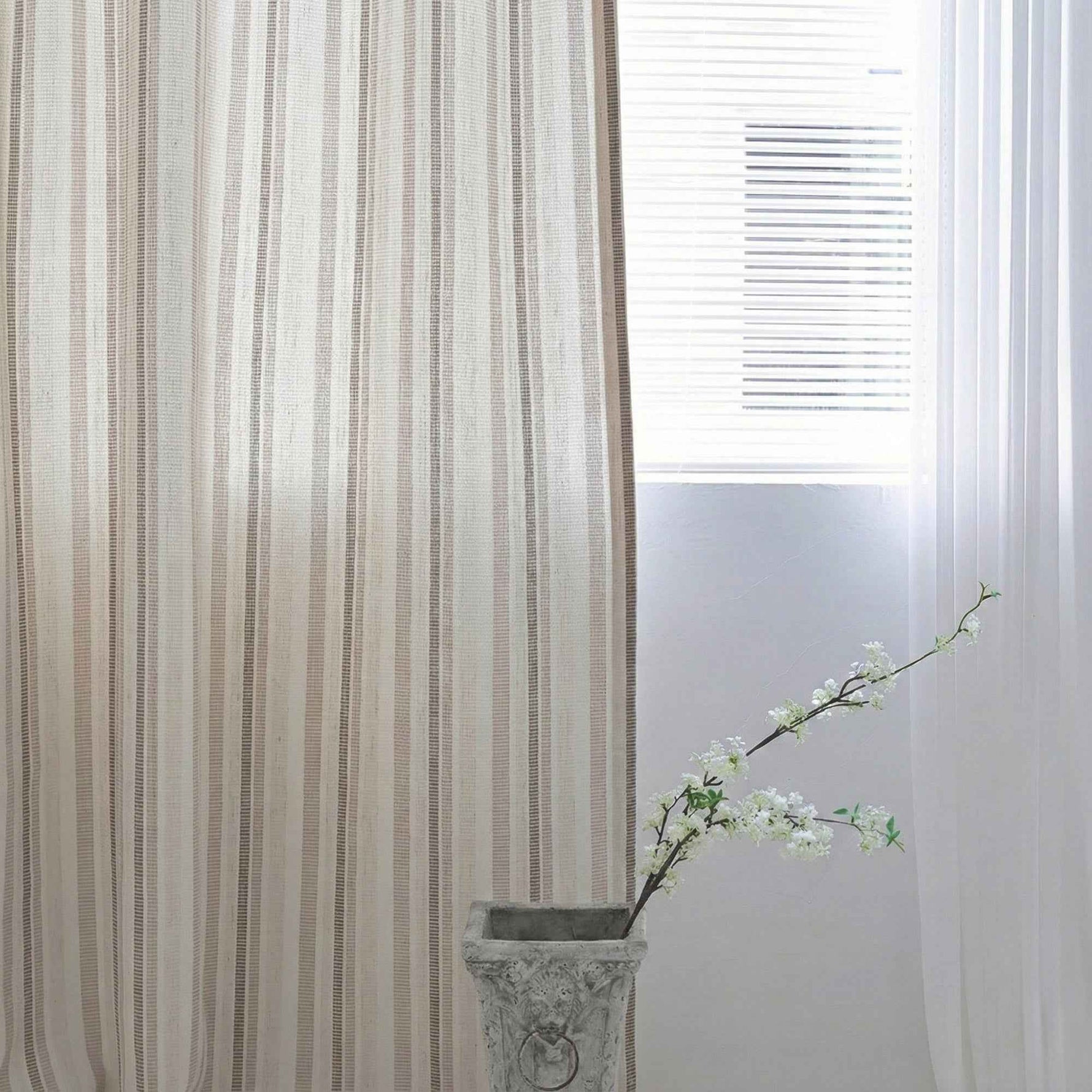 stripe Two-Tone Vertical Striped Linen Blend Curtains