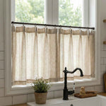 C-Query Light-Filtering Linen Textured Cafe Curtains