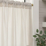 C-Uniform Vertical Striped Semi-Sheer Cafe Curtains